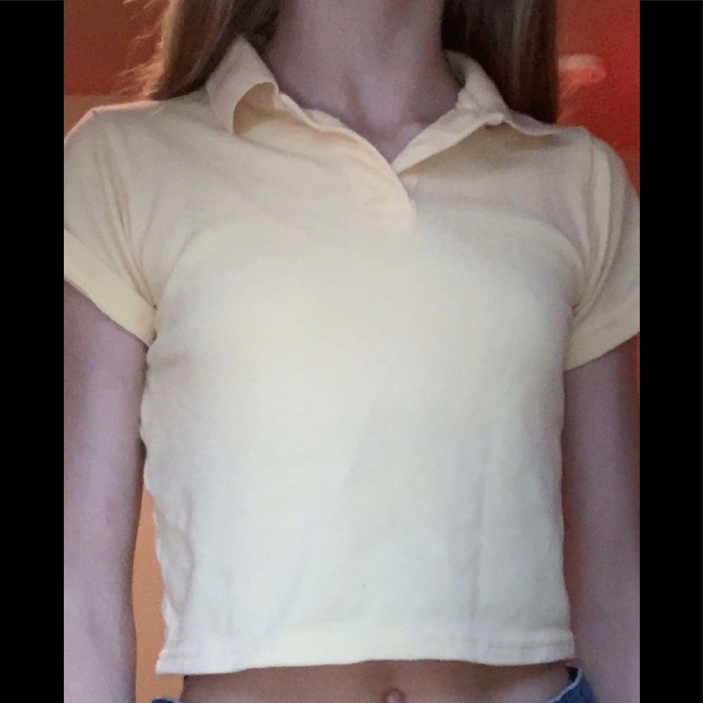 yellow collared crop top